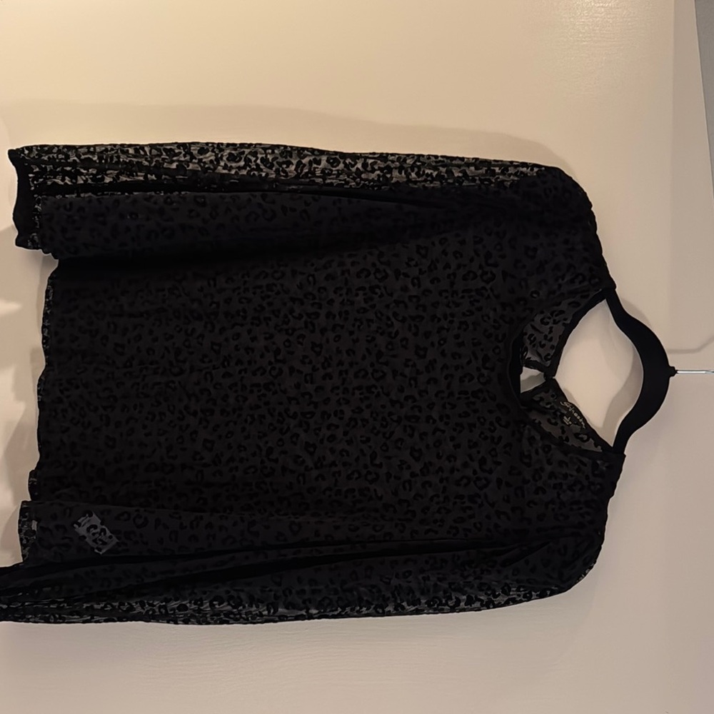 Black Sheer Leopard Print Blouse